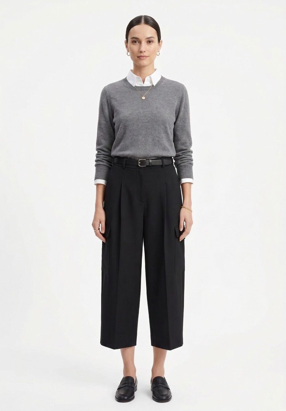 Babaton Aritzia Womens Size 8 Black High Rise Pleated Cargo Barrel Leg Trouser